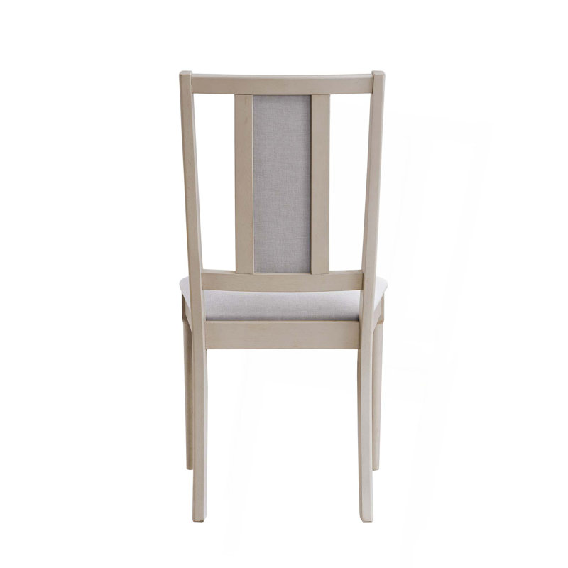 Chaise d'appoint en lin beige et finition naturelle, ensemble de 2