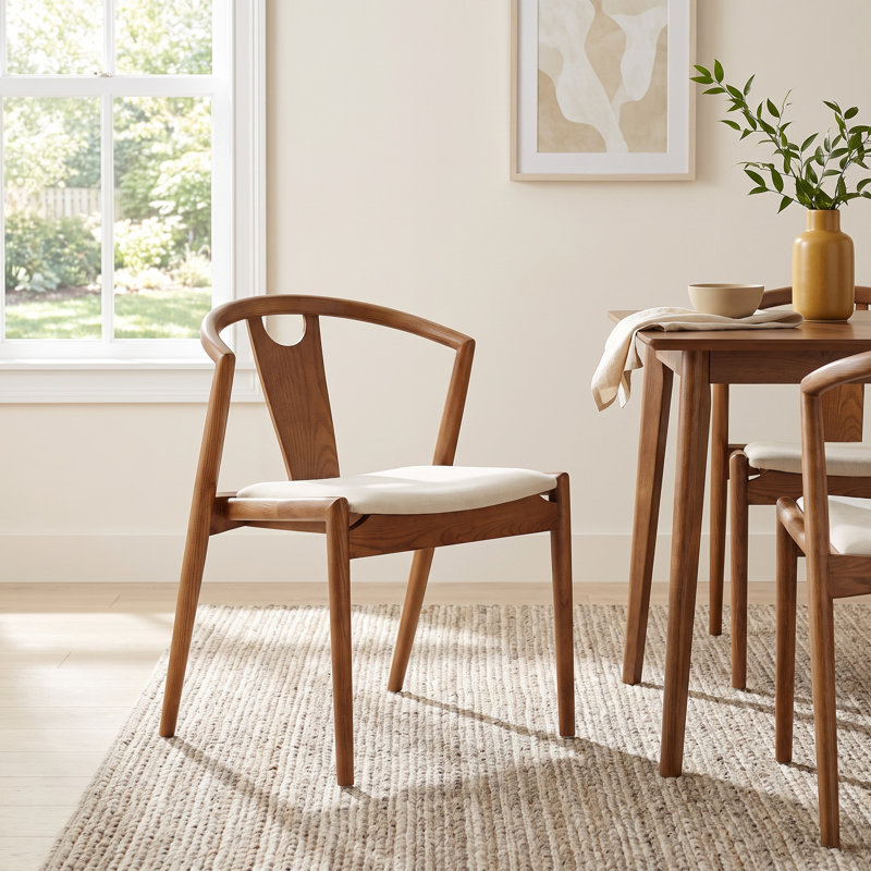 Chaise rembourrée Ambra, 2, Naturel / teint noyer