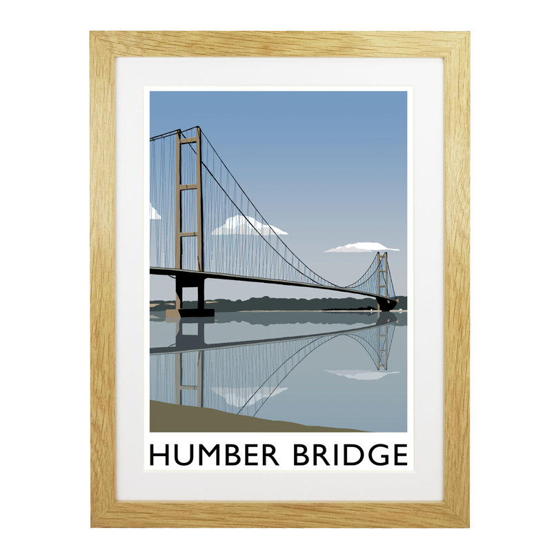 Humber Bridge by Richard O'Neil - Print, Oak Wood Frame, 43.5 cm H x 33.5 cm W x 2.2 cm D
