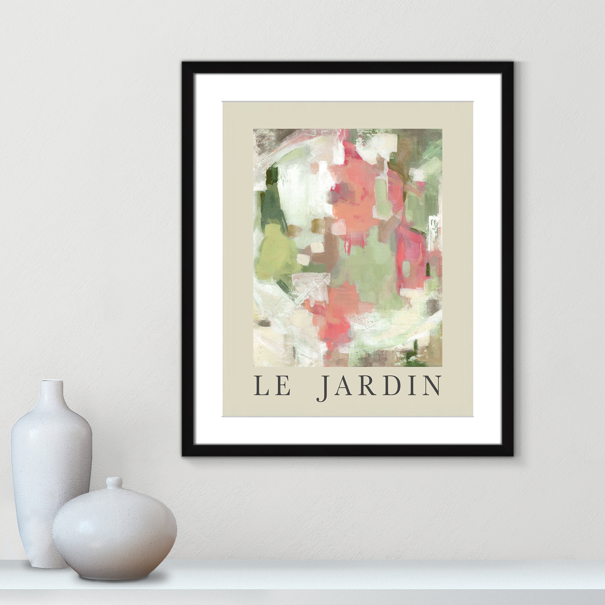 Botanical Poster Collection " Le Jardin " by Carol Robinson, Yes, 25.5" H x 21.5" W x 1.25" D, Black Single Picture Frame