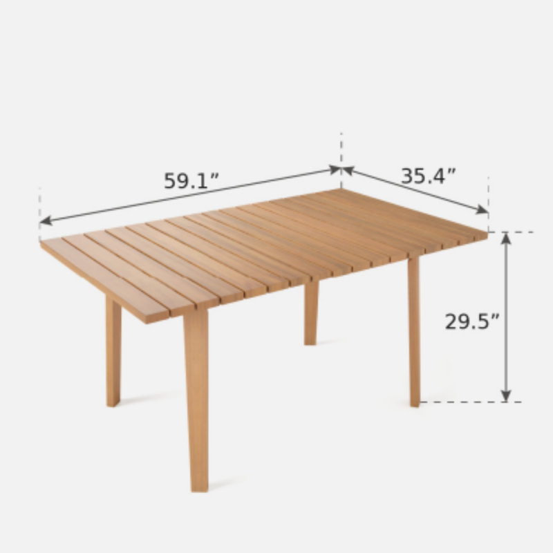 Outdoor Dining Table, 59.1" in. W 35.4" in. D