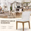 Chaise de salle à manger rembourrée en lin avec pieds en bois massif-128942155
