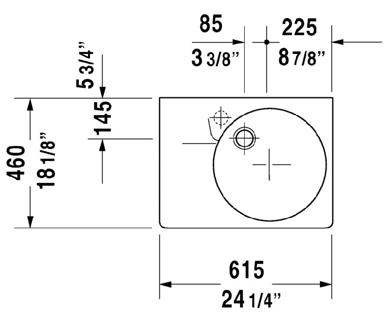 Scola Ceramic 25" Wall Mount Bathroom Sink with Overflow