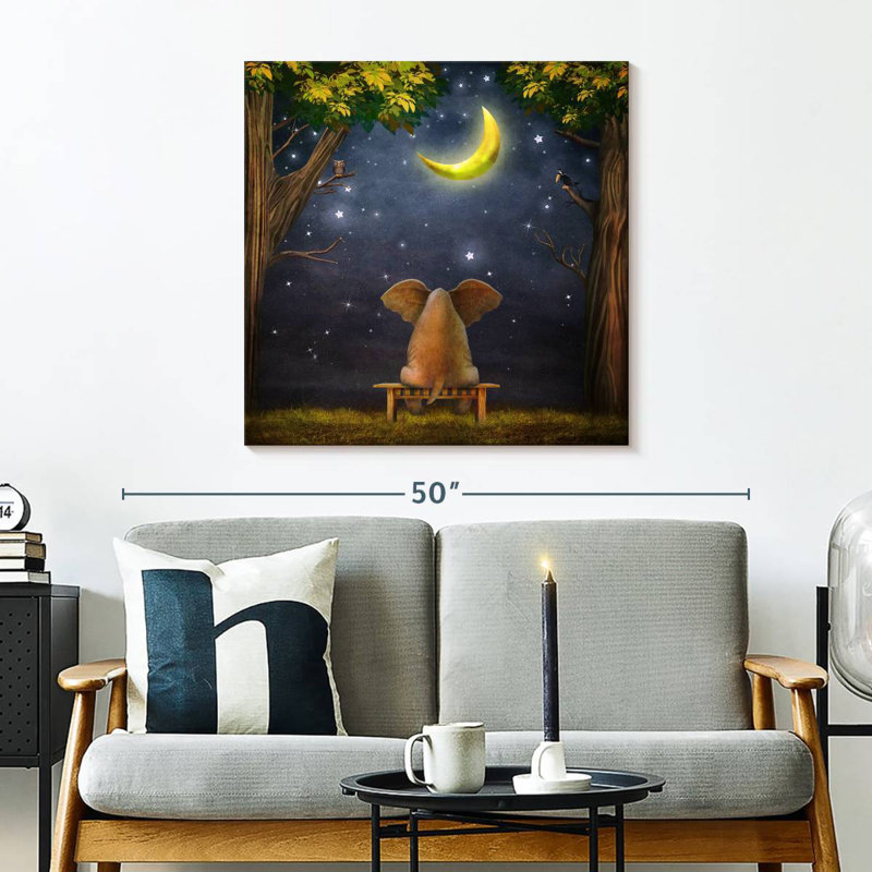 Ashelle Elephant And Moonlit Sky, 30" H x 30" W