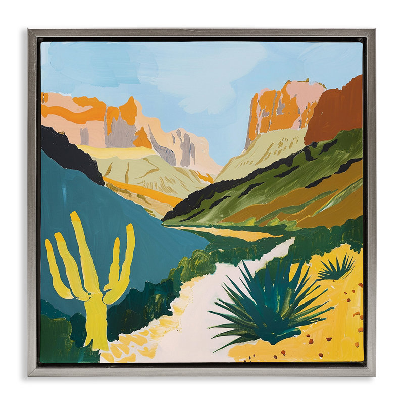 Art mural moderne avec toile flottante encadrée brune, paysage moderne par Canyon Noble, 25" H x 25" W