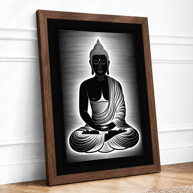 Meditative Buddha Japandi - Framed Print, Walnut, A1 - 84.1 x 59.4 cm