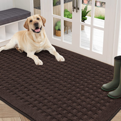 Waffle Door Mats Indoor，Super Absorbent Machine Washable Doormat with Non-Slip Backing for Wet Shoes and Dirty Paws