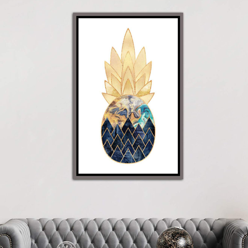 « précieux ananas i » par elisabeth fredriksson-print, H 26 po x l 18 po x 1,5 po, Toile encadrée de bois rustique foncé