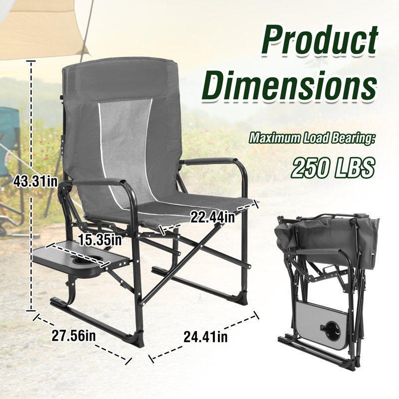 Chaise de camp d'extérieur pliante, Gris