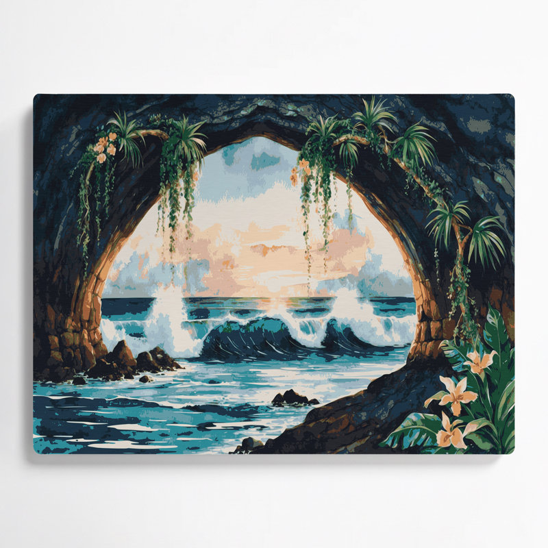 Art mural hawaïen avec arches naturelles grises, H 24 po x l 36 po