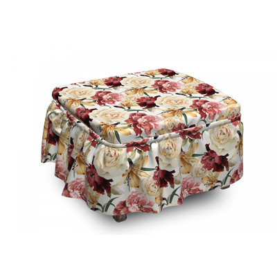 Housse pour repose-pieds roses pivoines