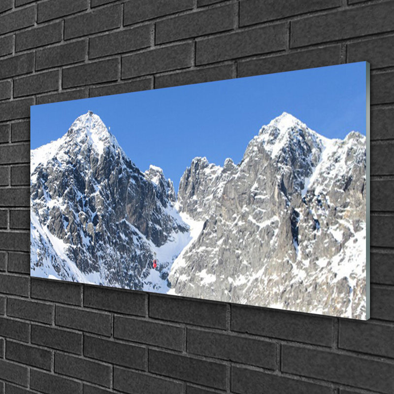 Landscape Mountain Snow - No Frame Print on Glass