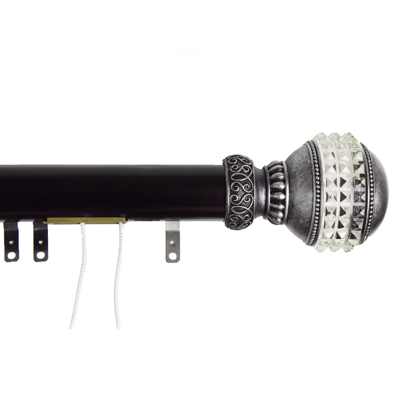 Tringle décorative simple Carlos, l 30 - 48 po, Noir
