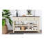 Console rétro avec deux tablettes ouvertes, structure en bois de pin massif et pieds pour le salon (espresso et beige)-1006043211-1006043210
