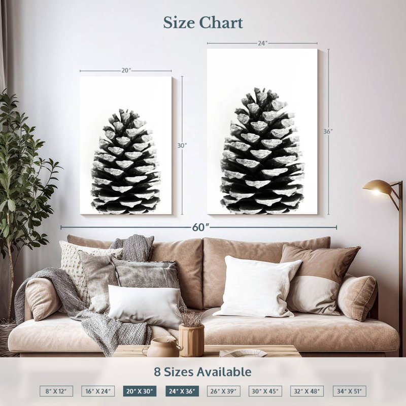 Harnek Pine Cone BW, 36" H x 24" W