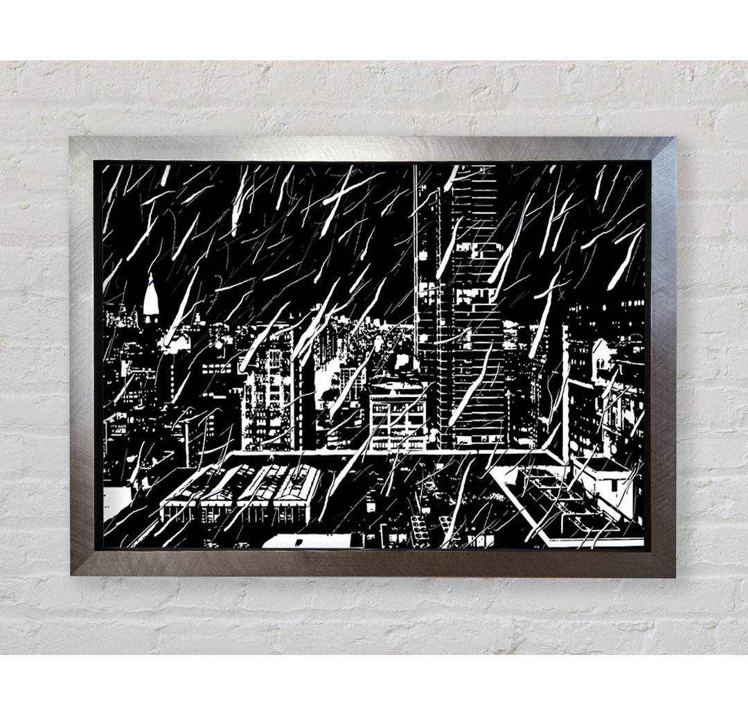 Stadt Illustration B N W - Druck