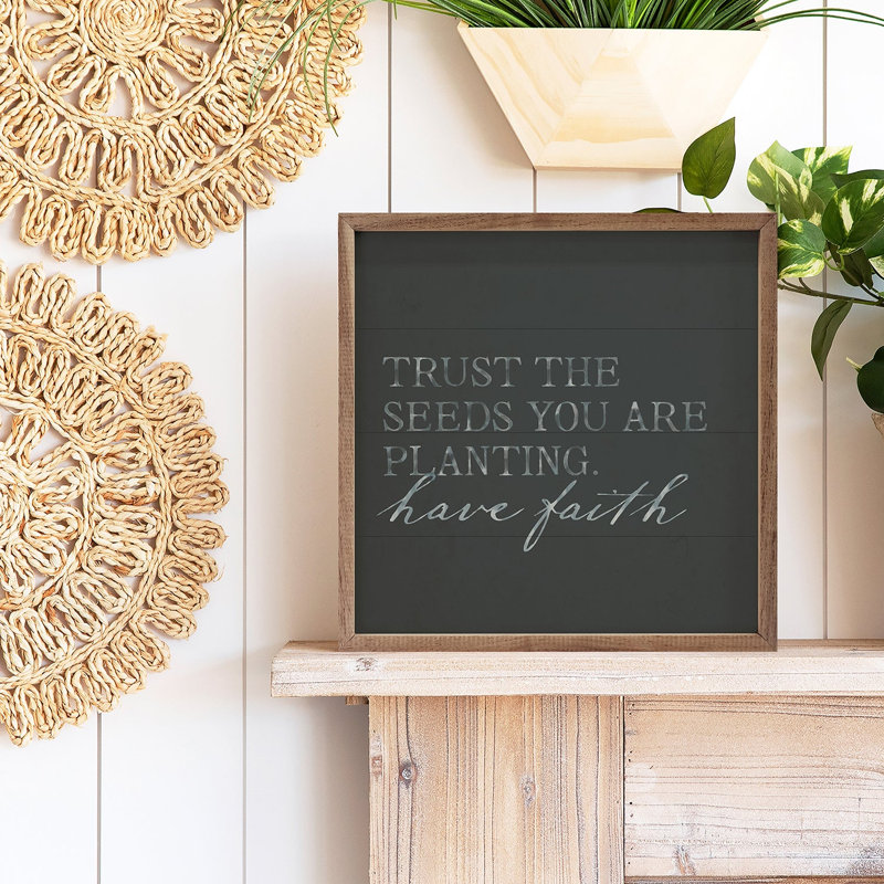 Ardoise Trust The Seeds, H 16 po x l 16 po
