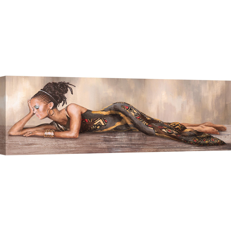 Beauté d'Afrique 1 Piece Wrapped Canvas Painting, 35cm H x 100cm W x 4cm D