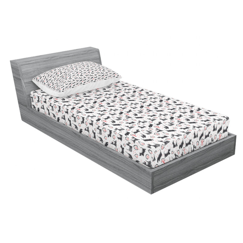 Dog Microfiber Animal Sheet Set, Twin Sheet Set with Fitted Sheet, Black Animal