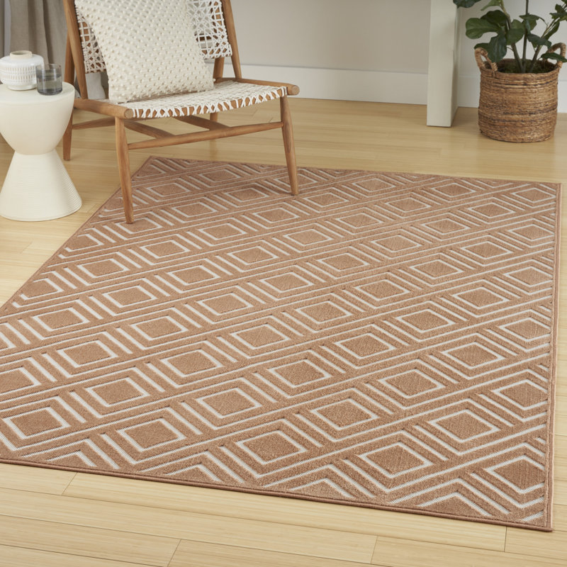 Ebern Designs Garp Copper Modern Indoor Rug, Rectangle 6'7" x 9'2"