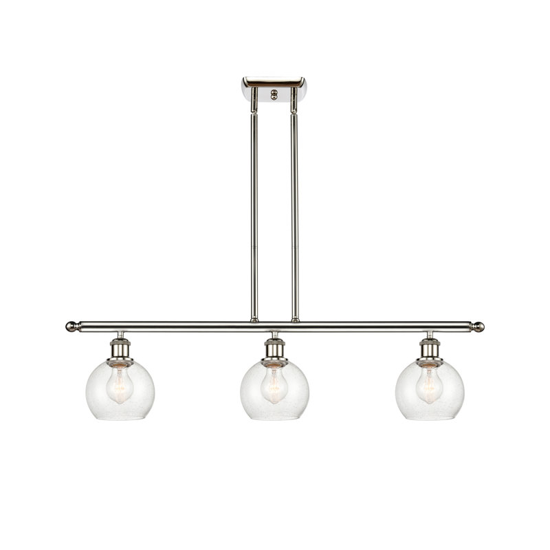 Cindi 3 - Light Kitchen Island Pendant, 9.38" H x 36" W x 6" D, No Bulb Included, Polished Nickel