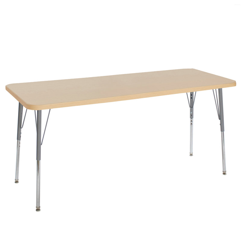 Table d'activité rectangulaire avec pieds réglables La Madera, 24 po x 72 po, Standard, Grain d'érable / argent