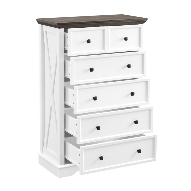 Commode 6 tiroirs avec plateau de rangement moderne Modern Farmhouse