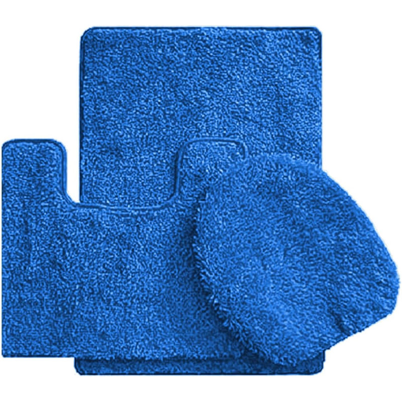 Gorete Polypropylene Non-Slip Bath Rug Set, Navy
