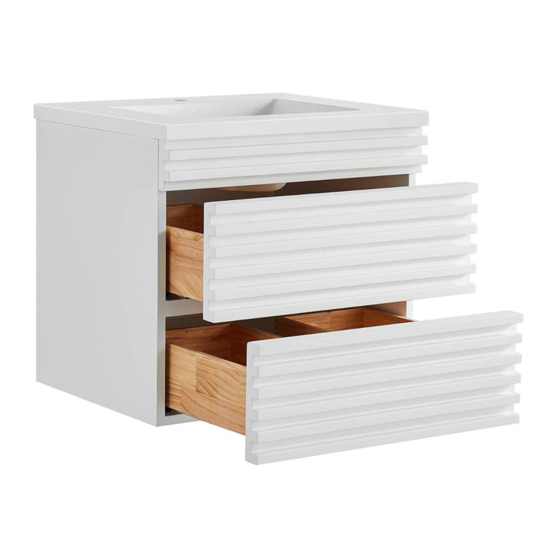 Gibson 48" Wall Mounted Single Bathroom Vanity with Top, White, 24"