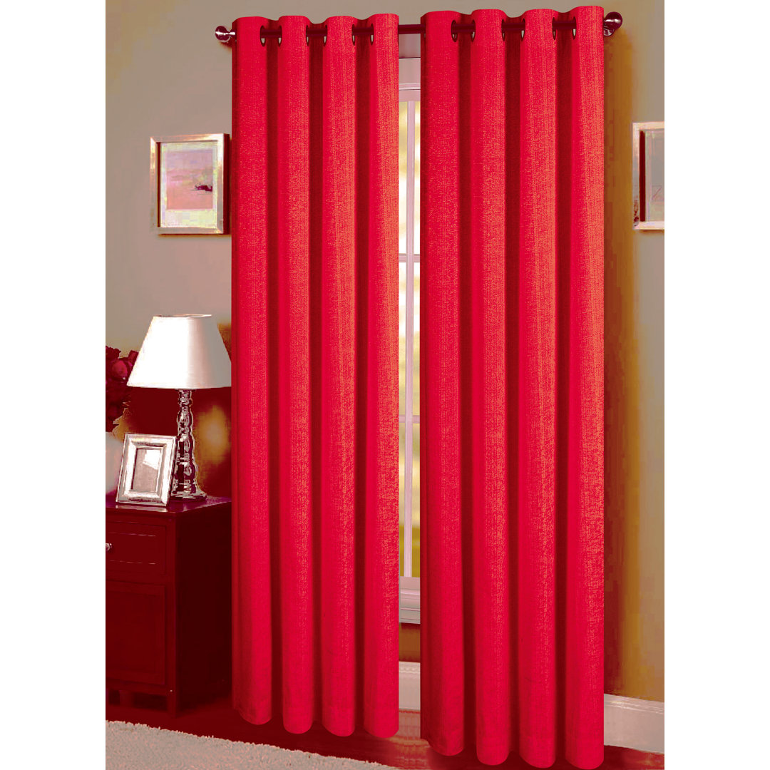 Jolin Linen Solid Color Room Darkening Grommet Curtain Panels (Set of 2) Eider & Ivory™ Curtain 