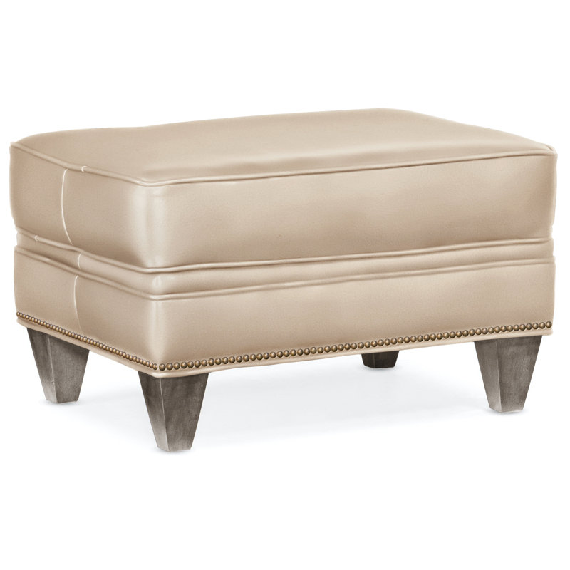 Reddish Ottoman, Natural, Stone, Aline Light Gray Stonewash Genuine Leather