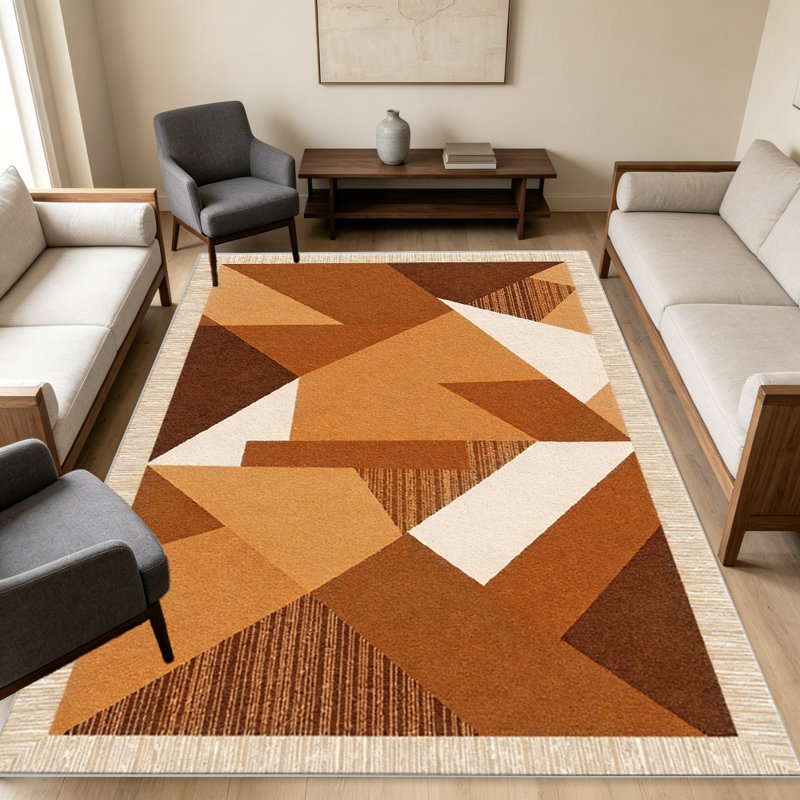 Terracotta Abstract Triangle carpet-easy to clean, machine-washable, soft and comfortable; suitable for door mats, kitchens, living rooms, bedrooms, corridors, and laundry areas. Easy to clean, durable carpet for home decoration.