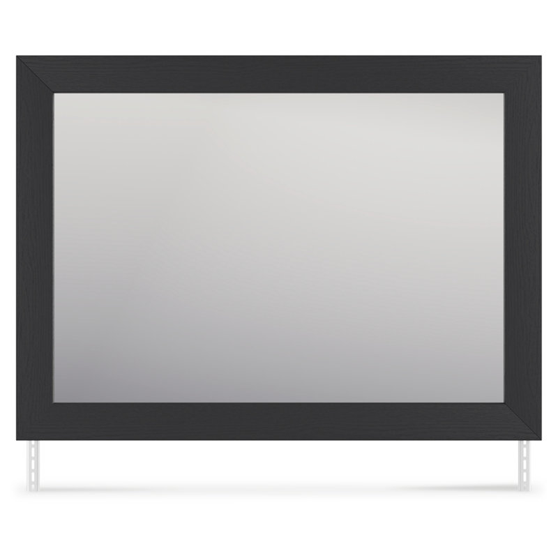 Vertani Transitional Black Wood Rectangular Bedroom Mirror