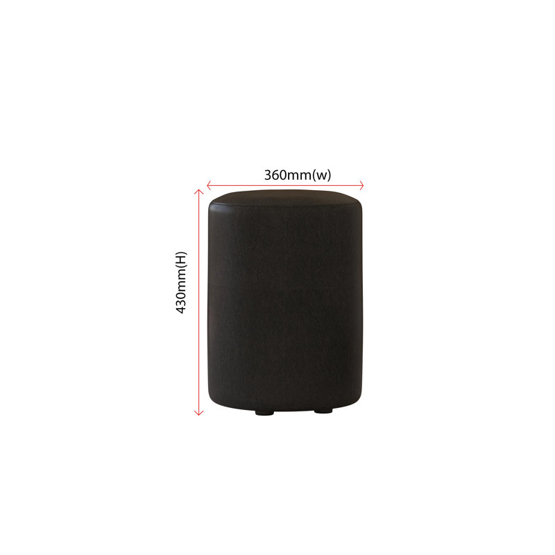 Faux Leather Round Stool Seating , Black
