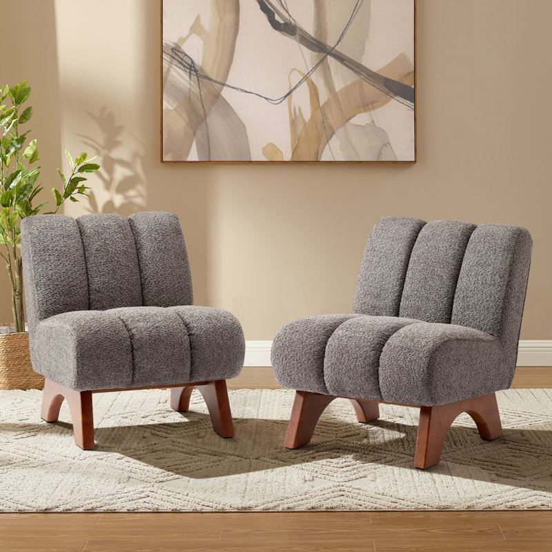 Brinlei 64cm Wide Tufted Lounge Chair, Flax Grey