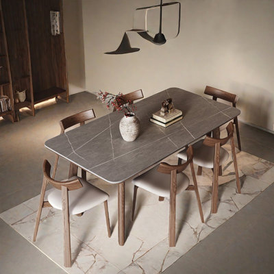Ensembles de table de salle à manger rectangulaires légers de style luxueux