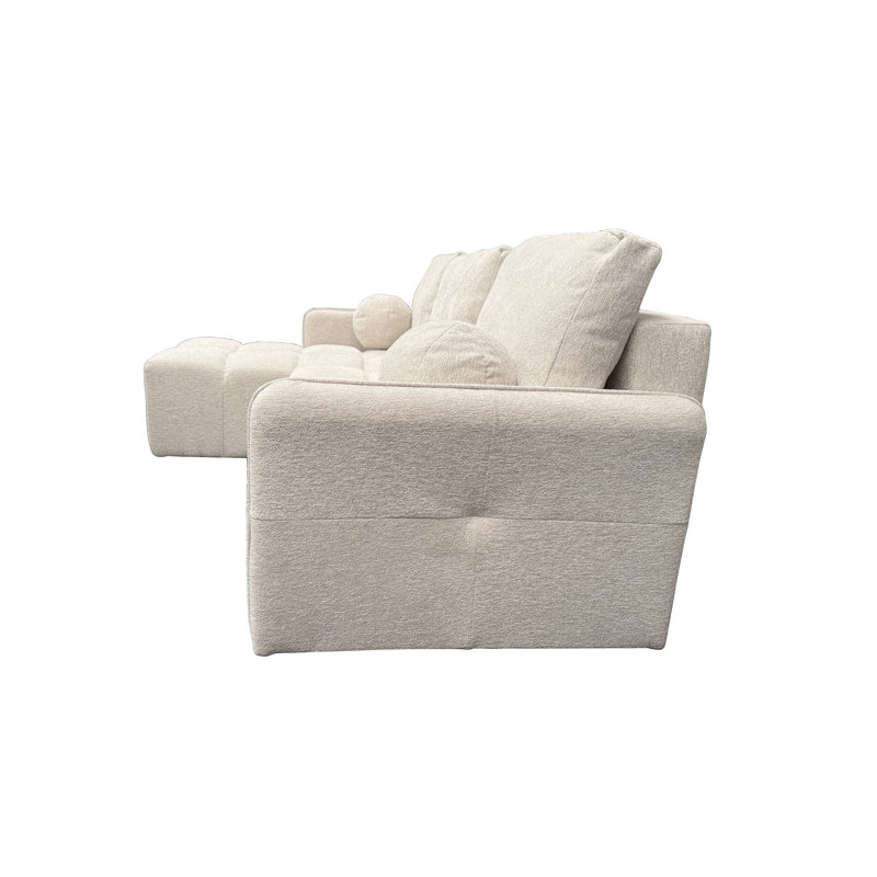 DELI 4 Seater Fabric Sofa Bed, LEFT, BEIGE