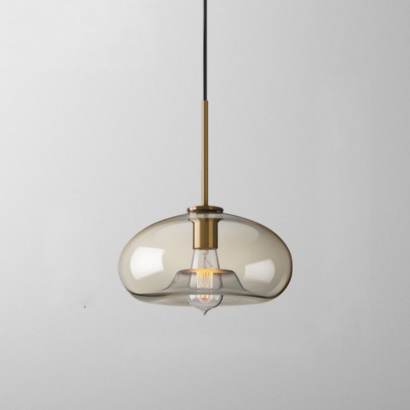 Tomato-Shaped Tan Glass Pendant Lamp