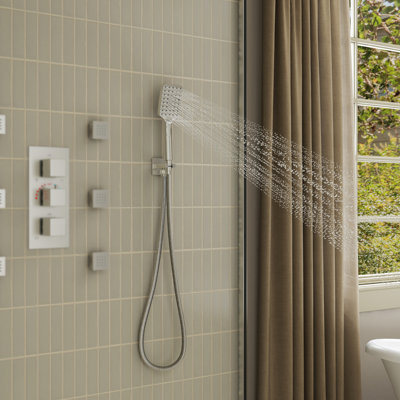 3-Spray Modes Handheld Shower Head With Easy-To-Clean Nozzles And Standard U.S. NPT 1/2 Thread