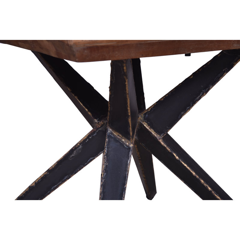 Faunia Reclaimed Mahogany Wood End Table with Black Steel Base 