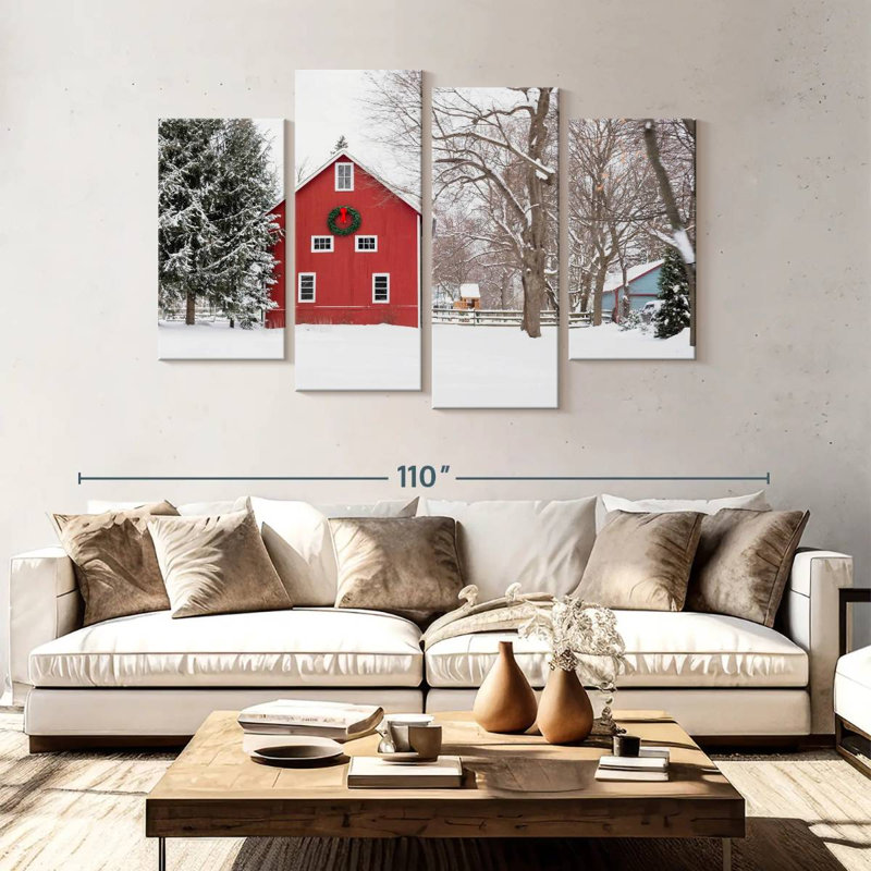 Lilie Red Christmas Barn, 54" H x 84" W