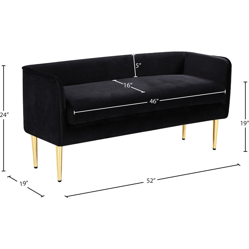 Banc rembourré Audrey Manuel, Velours noir