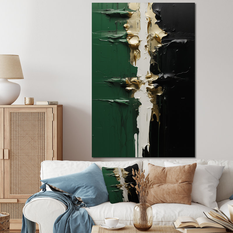Encre dorée et encre noire II - peinture abstraite, art mural, Toile tendue, H 60 po x l 40 po x P 1,5 po