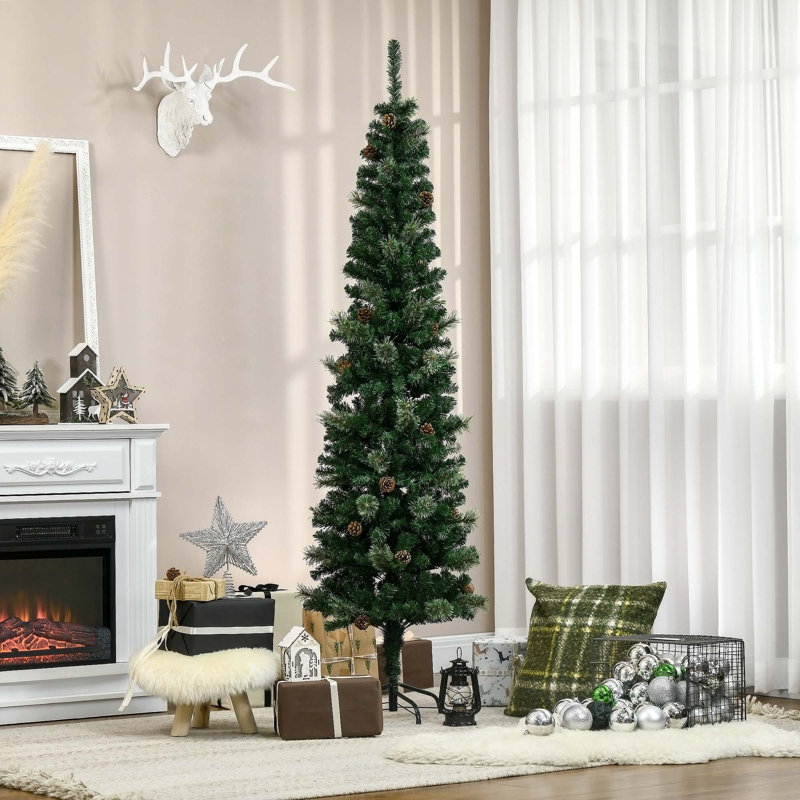 Arbre de Noël artificiel régulier (double) avec aiguilles vertes, 6.4'