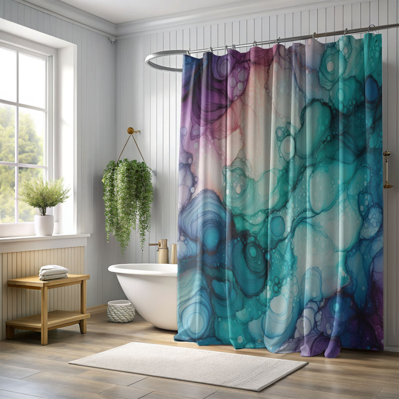Ethereal Ink Colors - Rideau de douche standard 1 pièce, H 74 po x l 71 po