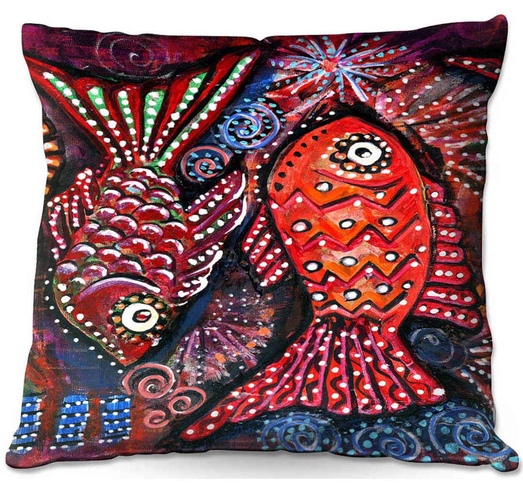 Couch Two Funky Fish Throw Pillow DiaNoche Designs 