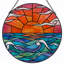 Panneau de vitrail 12 "H Sunset Waves-752325410