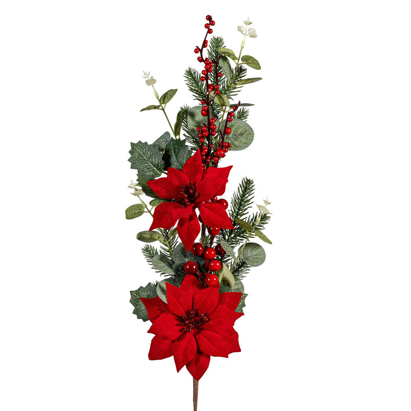 Pin des fêtes poinsettia artificiel, H 29 po