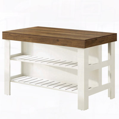 Farmhouse Kitchen Island with Sturdy Engineered Wood