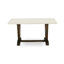 Ensemble de salle à manger 7 pièces comprenant une table rectangulaire à pieds en V et 6 chaises Parson rembourrées en lin brun, 91 x 152 cm, multicolore-1638267692